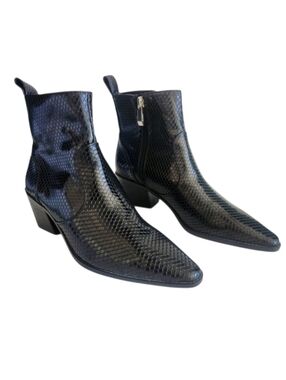 Zara Black Snakeprint Ankle Boots Pointed Toe USA 6.5 EU 37